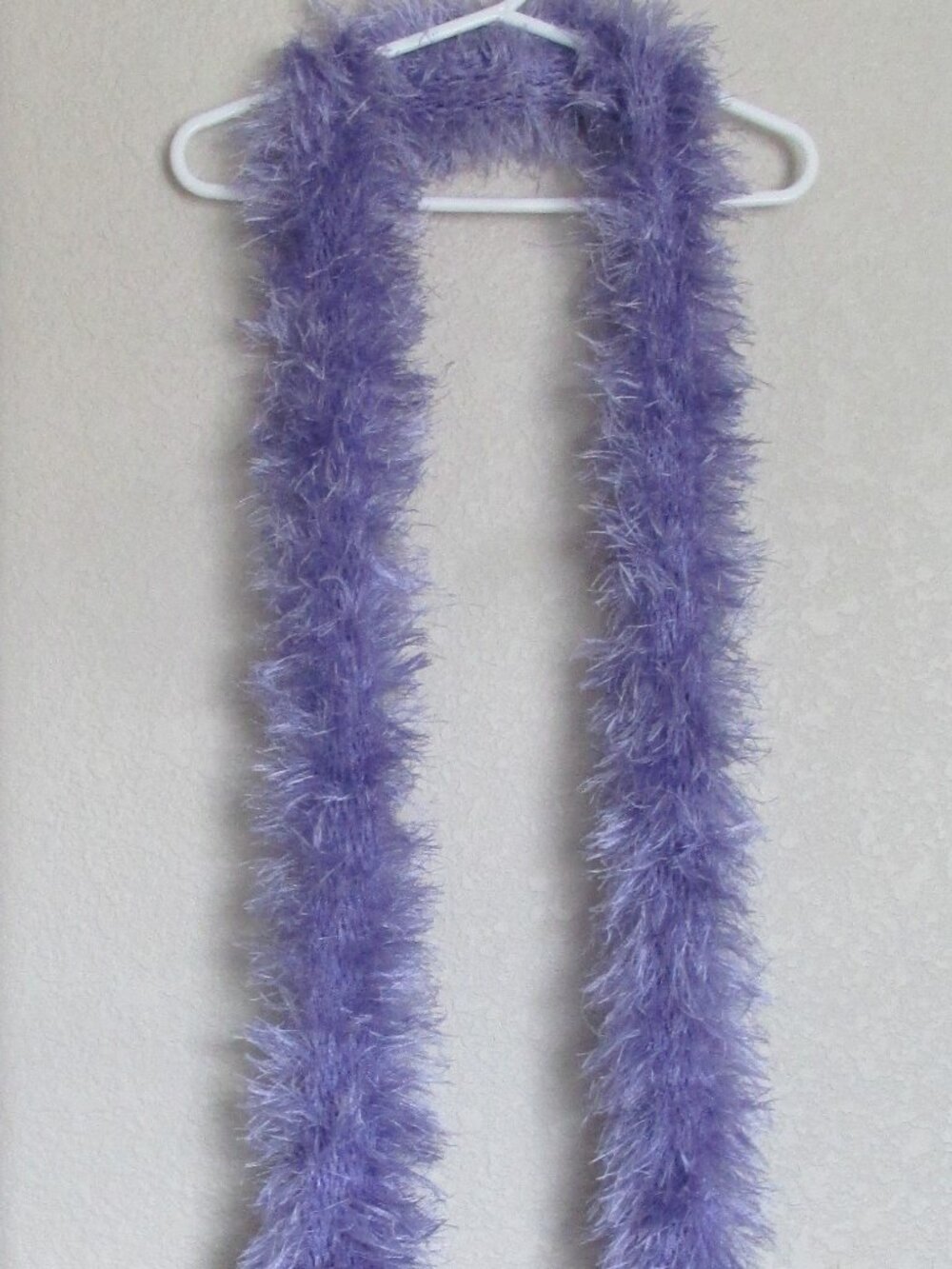 Handmade Eyelash Yarn Furry Boa Scarf Fuzzy Knit Womens Juniors Lavender Purple